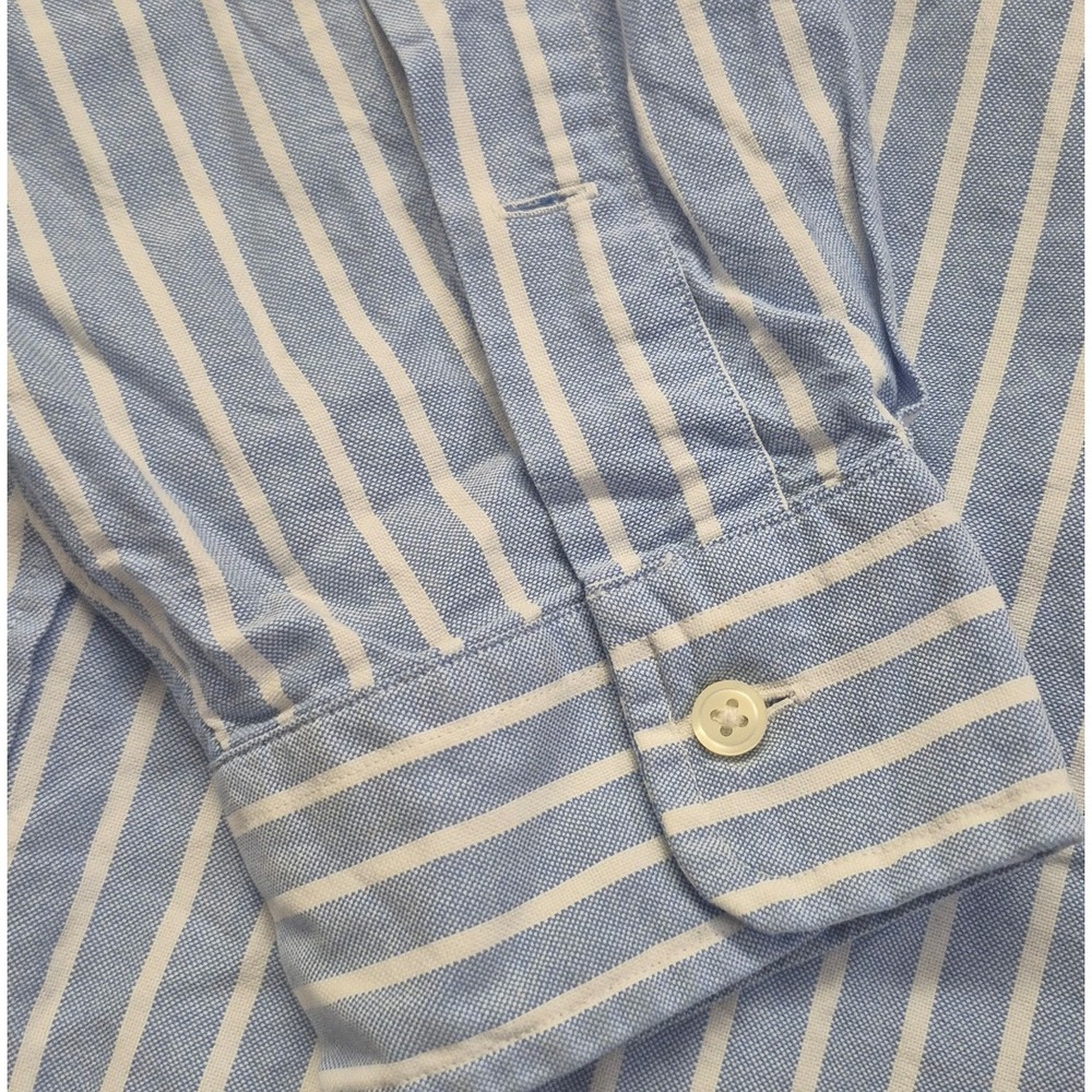 Ralph Lauren men's blue white striped button up long sleeve shirt LG embroidered - Picture 5 of 16